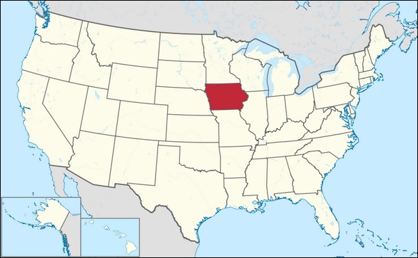 Carte de l'Etat de l'Iowa